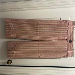 Pink Striped High-Waisted Capris